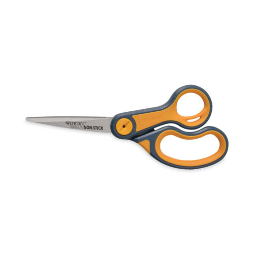 Non-Stick Titanium Bonded Scissors, 8" Long, 3.25" Cut Length, Gray/Orange Straight Handles, 2/Pack-(ACM16550)