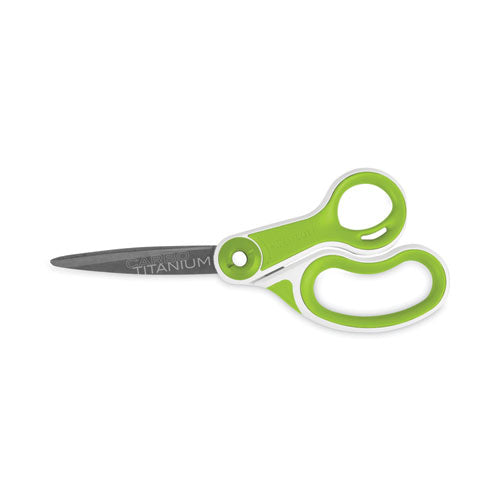CarboTitanium Bonded Scissors, 8" Long, 3.25" Cut Length, White/Green Bent Handle-(ACM17444)