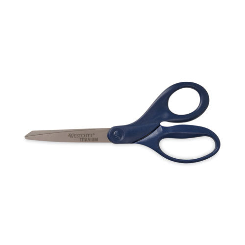 Titanium Bonded Scissors, 8" Long, 3.5" Cut Length, Navy Straight Handle-(ACM17509)
