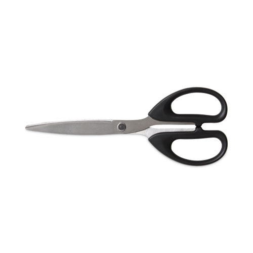 Ambidextrous Stainless Steel Scissors, 7" Long, 3.23" Cut Length, Black Straight Symmetrical Handle-(TUD24380496)