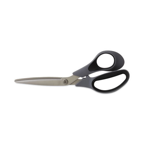 Non-Stick Titanium-Coated Scissors, 8" Long, 3.86" Cut Length, Gun-Metal Gray Blades, Gray/Black Bent Handle-(TUD24380498)