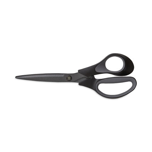 Non-Stick Titanium-Coated Scissors, 8" Long, 3.86" Cut Length, Charcoal Black Blades, Black/Gray Straight Handle-(TUD24380515)