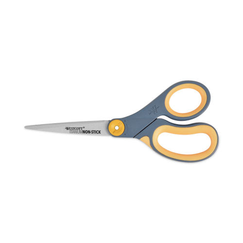 Non-Stick Titanium Bonded Scissors, 8" Long, 3.25" Cut Length, Gray/Yellow Straight Handle-(ACM14849)