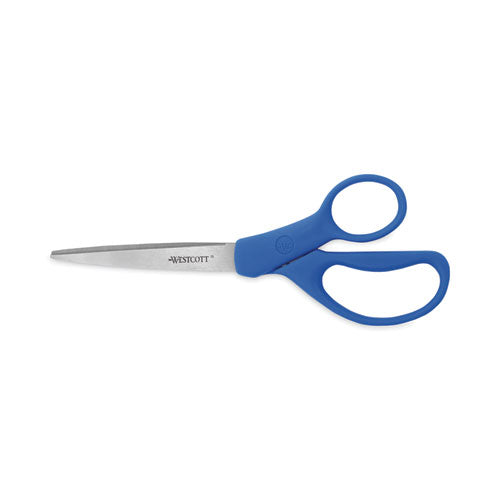 Preferred Line Stainless Steel Scissors, 8" Long, 3.5" Cut Length, Blue Straight Handles, 2/Pack-(ACM15452)