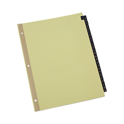 Deluxe Preprinted Simulated Leather Tab Dividers with Gold Printing, 25-Tab, A to Z, 11 x 8.5, Buff, 1 Set-(UNV20821)