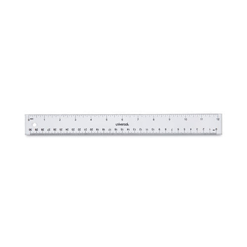 Clear Plastic Ruler, Standard/Metric, 12" Long, Clear-(UNV59022)
