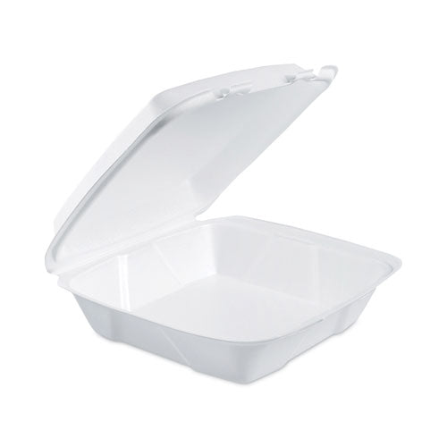 Insulated Foam Hinged Lid Containers, 1-Compartment, 9 x 9.4 x 3, White, 200/Pack, 2 Packs/Carton-(DCC90HT1)