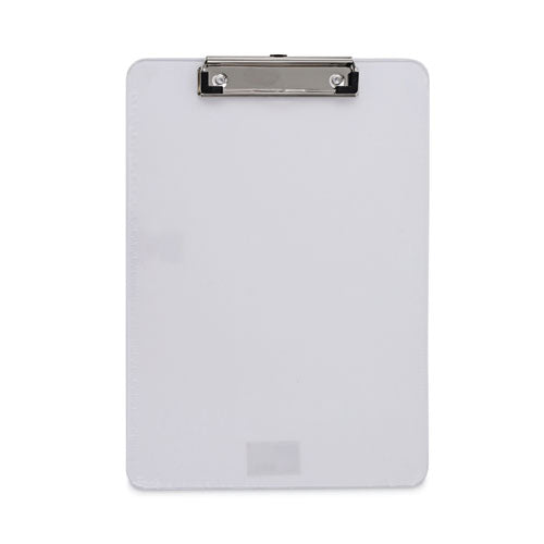 Plastic Clipboard with Low Profile Clip, 0.5" Clip Capacity, Holds 8.5 x 11 Sheets, Clear-(UNV40310)