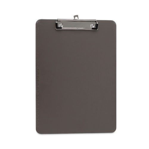 Plastic Clipboard with Low Profile Clip, 0.5" Clip Capacity, Holds 8.5 x 11 Sheets, Translucent Black-(UNV40311)