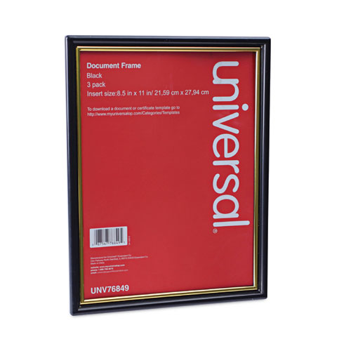 All Purpose Document Frame, 8.5 x 11 Insert, Black/Gold, 3/Pack-(UNV76849)