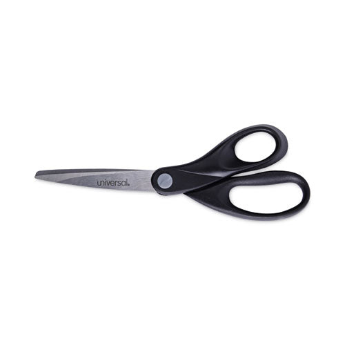 Stainless Steel Office Scissors, 8" Long, 3.75" Cut Length, Black Straight Handle-(UNV92009)