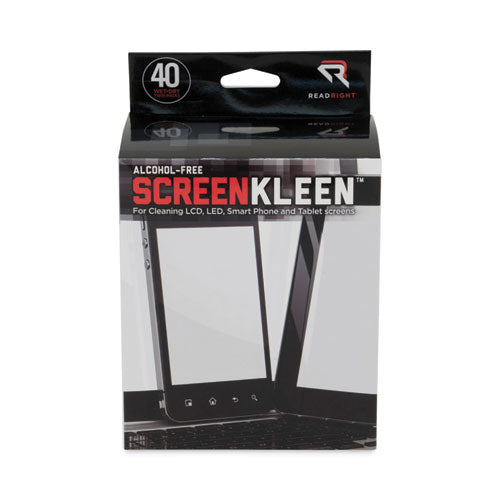 ScreenKleen Alcohol-Free Wet Wipes, Cloth, 5 x 5, Unscented, 40/Box-(REARR1391)