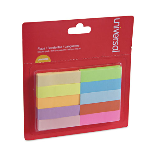 Self-Stick Page Tabs, 0.5" x 2", Assorted Colors, 500/Pack-(UNV99026)