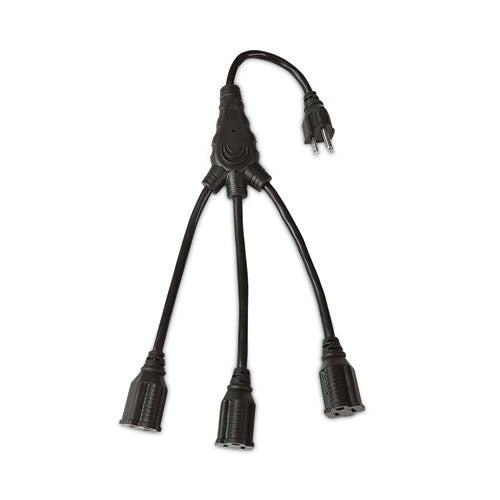 Three-Outlet Cord Splitter, 18", 13 A, Black-(VOXPEXTSQ318ZV)