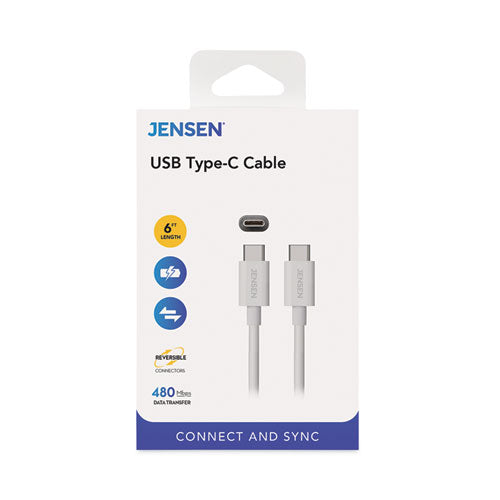 USB-C 3.1 Type-C, 480 Mbps, 6 ft, White-(VOXJU832CC6V)