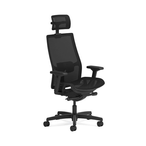 Ignition 2.0 4-Way Stretch Mesh Back and Seat Task Chair, Supports Up to 300 lb, 17" to 21" Seat, Black Seat, Black Base-(HONI2MSKY2IMTHR)