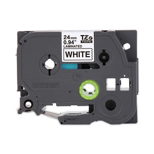 TZe Standard Adhesive Laminated Labeling Tape, 0.94" x 26.2 ft, Black on White, 2/Pack-(BRTTZE2512PK)