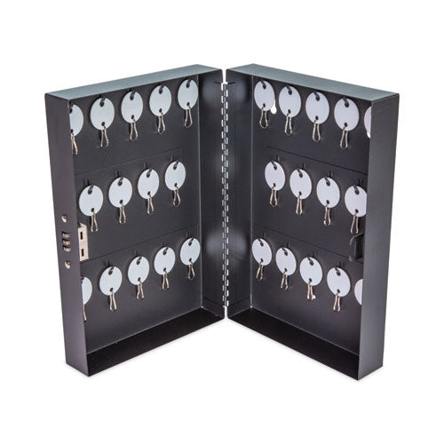 Combination Lockable Key Cabinet, 28-Key, Metal, Black, 7.75 x 3.25 x 11.5-(CNK500127)