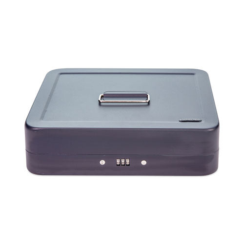 Cash Box with Combination Lock, 6 Compartments, 11.8 x 9.5 x 3.2, Charcoal-(CNK500128)