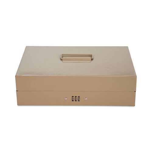 Heavy Duty Lay Flat Cash Box, 6 Compartments, 11.6 x 7.9 x 3.7, Sand-(CNK500132)