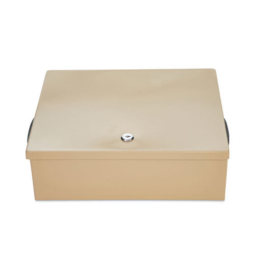 Jumbo Locking Cash Box, 1 Compartment, 14.38 x 11 x 4.13, Sand-(CNK500134)