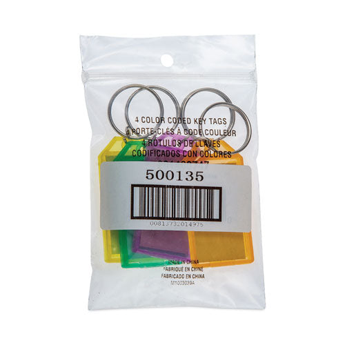 Key Tags, Green/Orange/Purple/Yellow, 4/Pack, 12 Packs/Carton-(CNK500135)