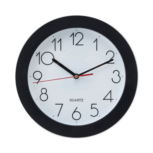Bold Round Wall Clock, 9.75" Overall Diameter, Black Case, 1 AA (sold separately)-(UNV10421)
