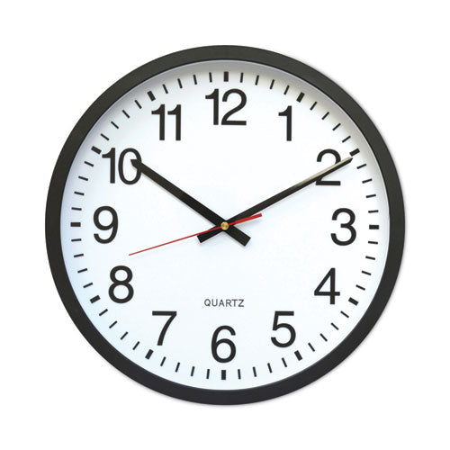 Classic Round Wall Clock, 12.63" Overall Diameter, Black Case, 1 AA (sold separately)-(UNV10431)