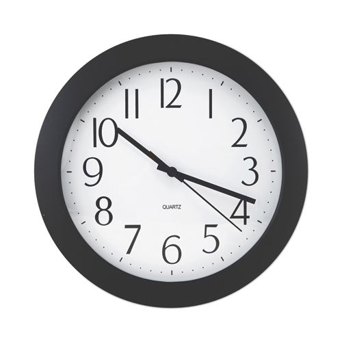 Whisper Quiet Clock, 12" Overall Diameter, Black Case, 1 AA (sold separately)-(UNV10451)