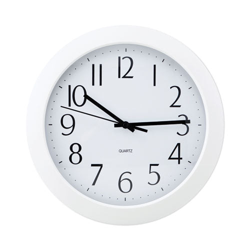 Whisper Quiet Clock, 12" Overall Diameter, White Case, 1 AA (sold separately)-(UNV10461)