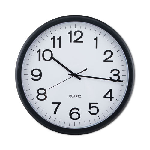 Round Wall Clock, 13.5" Overall Diameter, Black Case, 1 AA (sold separately)-(UNV11641)