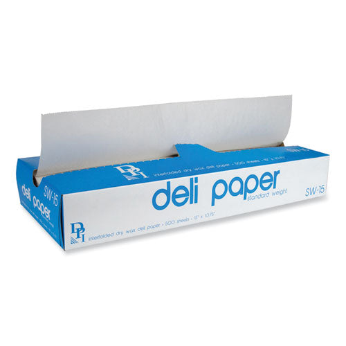 Interfolded Deli Sheets, 10.75 x 15, Standard Weight, 500 Sheets/Box, 12 Boxes/Carton-(DPKSW15)