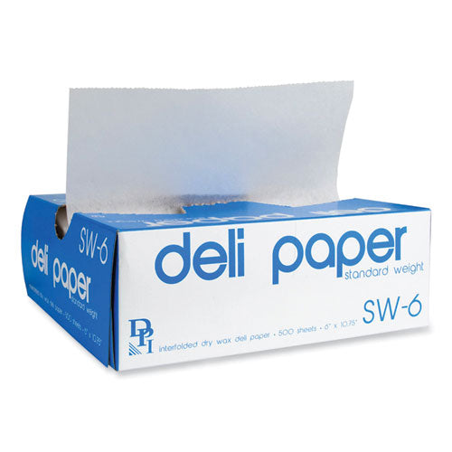 Interfolded Deli Sheets, 10.75 x 6, Standard Weight, 500 Sheets/Box, 12 Boxes/Carton-(DPKSW6)