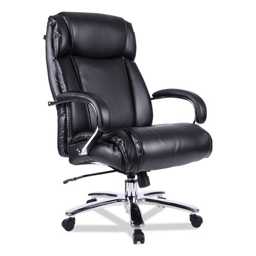 Alera Maxxis Series Big/Tall Bonded Leather Chair, Supports 500 lb, 21.42" to 25" Seat Height, Black Seat/Back, Chrome Base-(ALEMS4419)