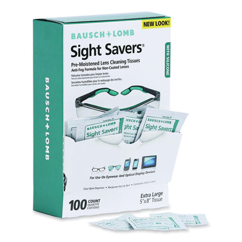 Sight Savers Pre-Moistened Anti-Fog Tissues with Silicone, 8 x 5, 100/Box-(BAL8576)