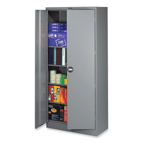 Deluxe Recessed Handle Storage Cabinet, 36w x 18d x 78h, Medium Gray-(TNN7818RHMG)