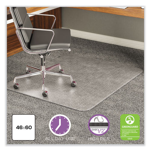 ExecuMat All Day Use Chair Mat for High Pile Carpet, 46 x 60, Rectangular, Clear-(DEFCM17443F)