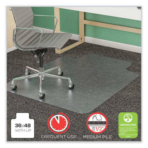 SuperMat Frequent Use Chair Mat, Med Pile Carpet, Roll, 36 x 48, Lipped, Clear-(DEFCM14113COM)