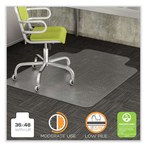 DuraMat Moderate Use Chair Mat, Low Pile Carpet, Roll, 36 x 48, Lipped, Clear-(DEFCM13113COM)