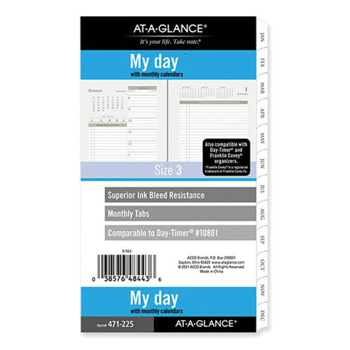 My Day Daily/Monthly Planner Refill, Desk Size 3, 6.75 x 3.75, Brown/White Sheets, 12-Month (Jan to Dec): 2023-(AAG47122523)