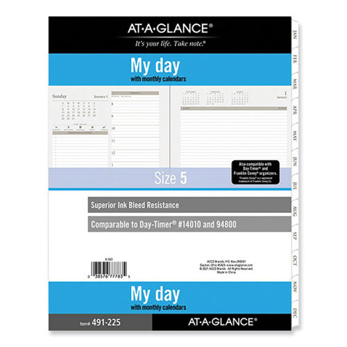 My Day Daily/Monthly Planner Refill with Diary Notes, Folio Size 5, 11 x 8.5, Brown/White Sheets, 12-Month (Jan to Dec): 2023-(AAG49122523)