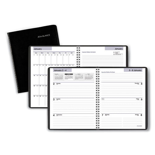 DayMinder Executive Weekly/Monthly Planner, 8.75 x 7, Black Cover, 12-Month (Jan to Dec): 2023-(AAGG5460023)