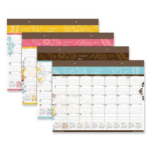 Suzani Monthly Desk Pad Calendar, Medallion Artwork, 21.75 x 17, Brown Binding, Multicolor Sheets, 12-Month (Jan-Dec): 2023-(AAGSK1770423)