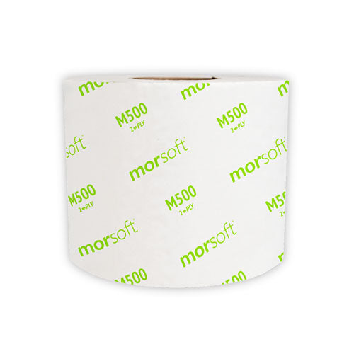 Morsoft Controlled Bath Tissue, Septic Safe, 2-Ply, White, Band-Wrapped, 500 Sheets/Roll, 24 Rolls/Carton-(MORM500)