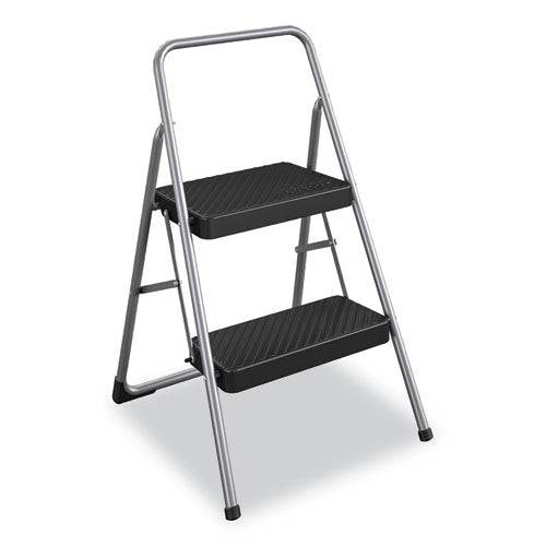 2-Step Folding Steel Step Stool, 200 lb Capacity, 28.13" Working Height, Cool Gray-(CSC11137PBL1E)