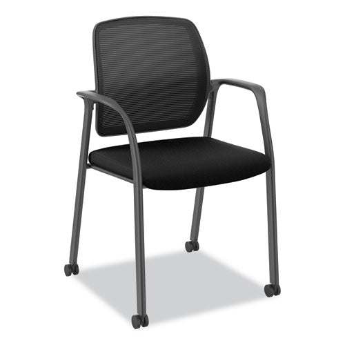 Nucleus Series Recharge Guest Chair, Supports Up to 300 lb, 17.62" Seat Height, Black Seat/Back, Black Base-(HONNR6FMC10P71)