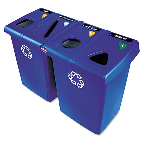 Glutton Recycling Station, Four-Stream, 92 gal, Plastic, Blue-(RCP1792372)