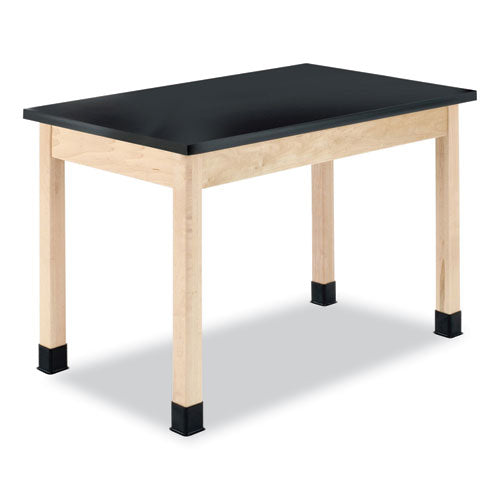 Classroom Science Table, 60w x 24d x 30h, Black Epoxy Resin Top, Maple Base-(DVWP7606M30N)