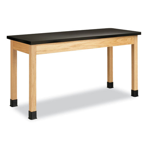 Classroom Science Table, 60w x 24d x 36h, Black Epoxy Resin Top, Oak Base-(DVWP7606K36N)