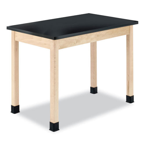 Classroom Science Table, 60w x 24d x 36h, Black ChemGuard High Pressure Laminate (HPL) Top, Maple Base-(DVWP7602BM36N)